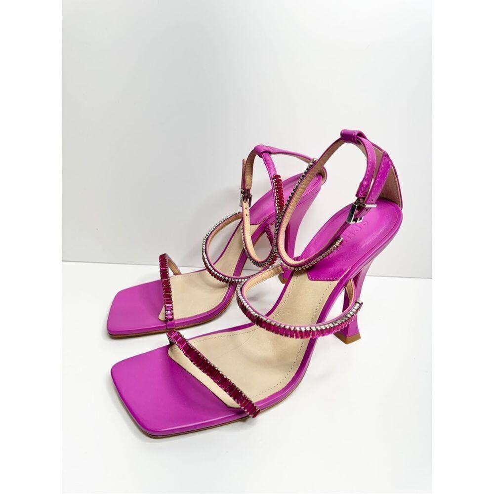 SCHUTZ Sandals Womens‎ Size 10B Leather Nellina Square Toe Pink Ankle Strap NEW - Picture 2 of 12